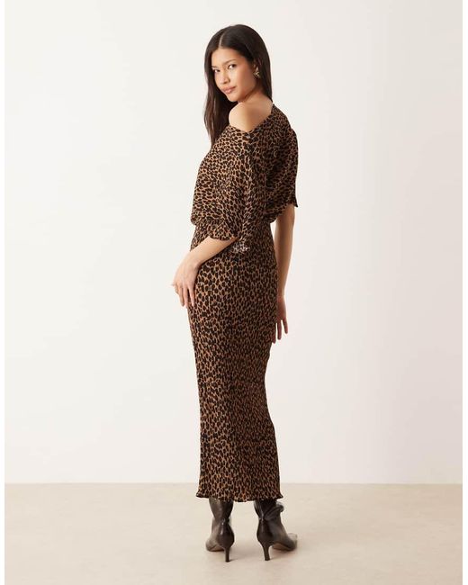 Never Fully Dressed Brown Tilly Off Shoulder Plisse Midaxi Dress