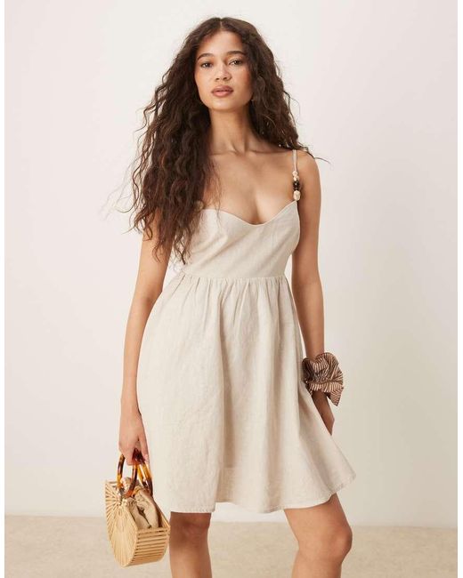 Abercrombie & Fitch Natural Spaghetti Strap Sweetheart Neckline Babydoll Mini Dress
