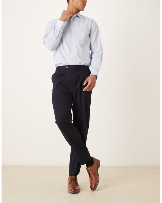 ASOS Natural Smart Tapered Trousers With Elasticated Waistband for men