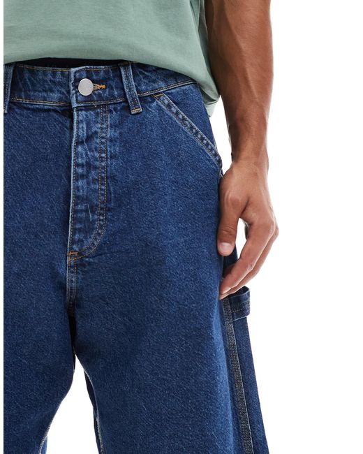 Jack & Jones Blue baggy Fit Denim Carpenter Short for men