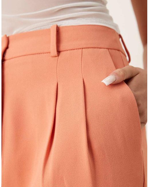 ASOS Orange Tailored Straight Leg Trousers With Pleat Detail