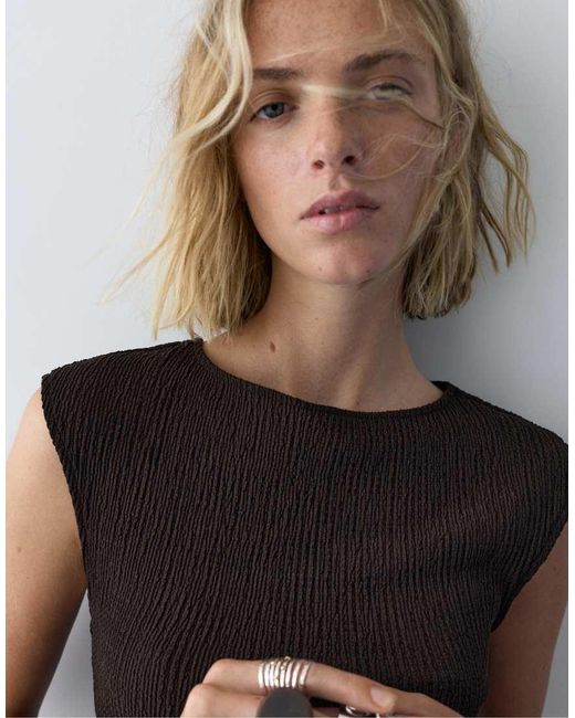 Pull&Bear Black Crepe Top
