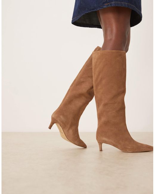 Free People Kiki Classic Kitten Heel Suede Boots in Brown | Lyst