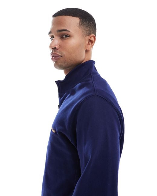 Jack & Jones Blue Relaxed Quarter Zip Sweatshirt for men
