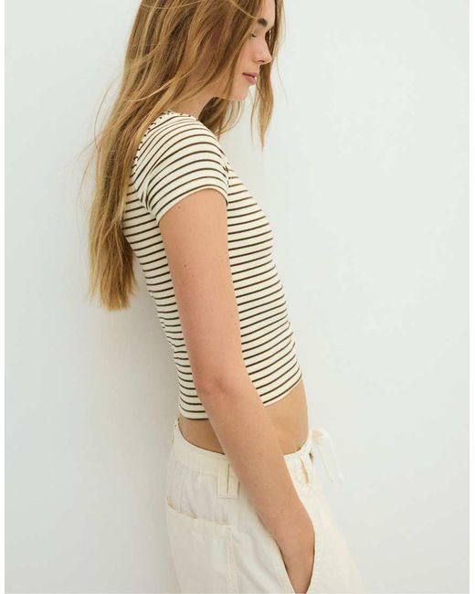 Stradivarius Gray Basic Slim Fit Striped T-shirt