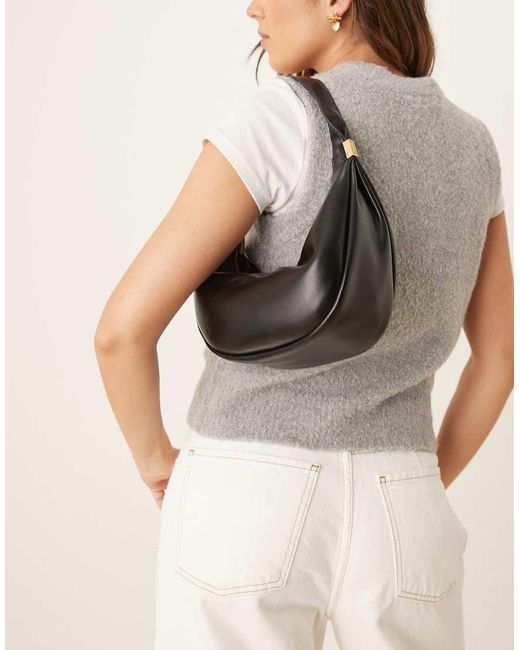 Calvin Klein Black Scoop Leather Shoulder Bag