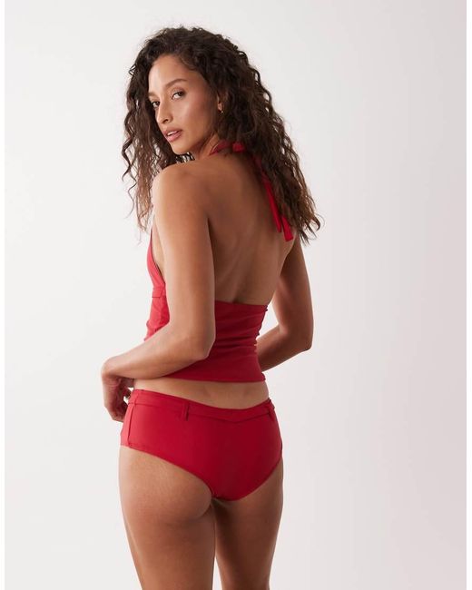Motel Red Co-ord Avi Belt Detail Bikini Short