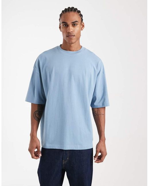 ASOS Blue Oversized T-shirt With Stamp Print for men