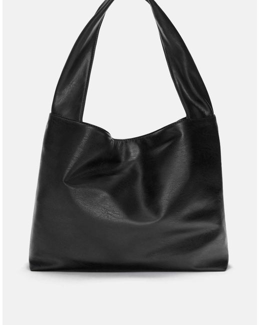 Pull&Bear Black – kunstleder-shopper