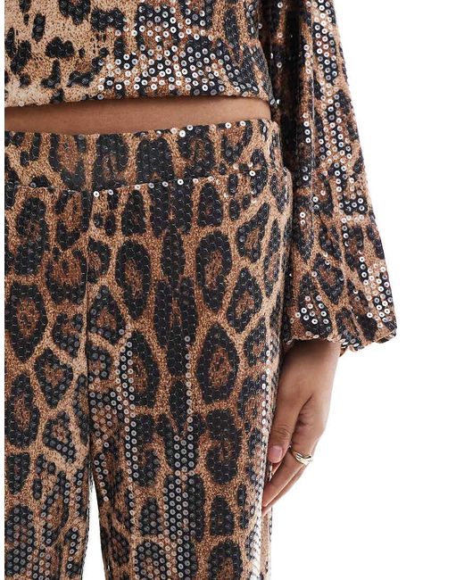 Threadbare Broek Met Wijde Pijpen En Lovertjes in het Brown