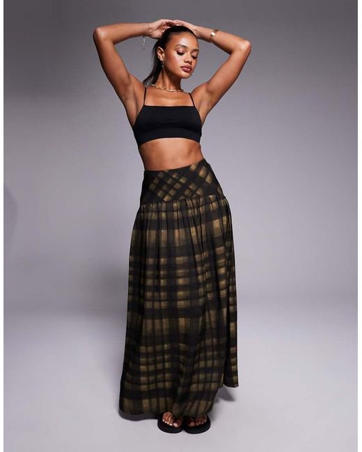 ASOS Gray Dropped Waist Maxi Skirt