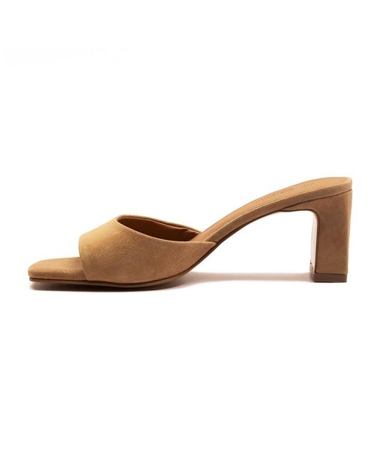 OFF THE HOOK Brown 'Park' Suede Leather Block Heel Heeled Sandals