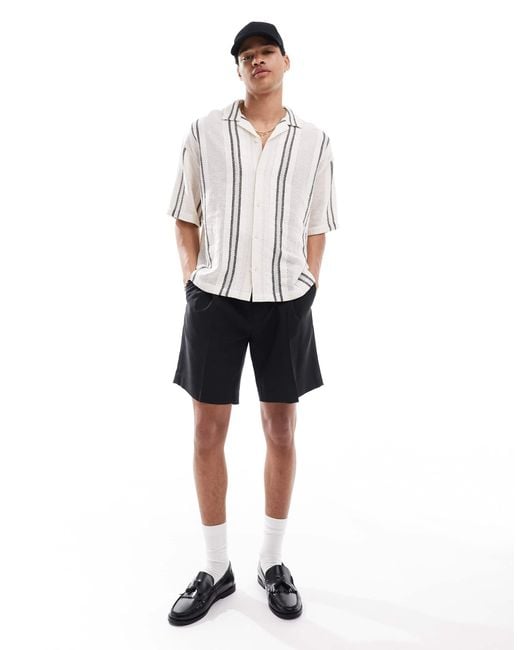 Pull&Bear – rustikales, strukturiertes hemd in White für Herren