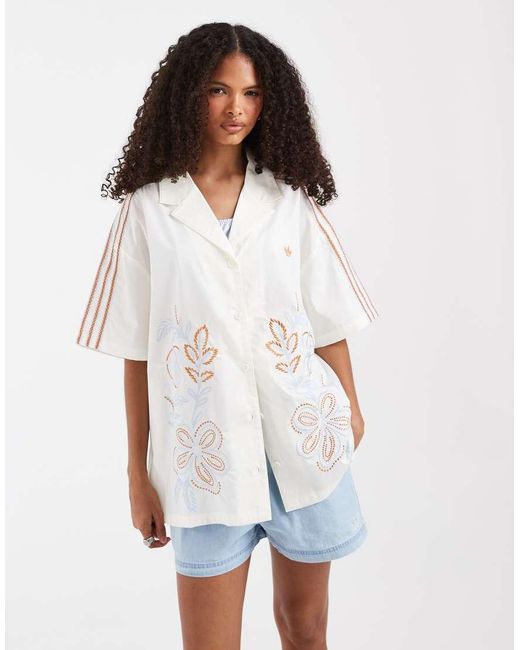 Adidas Originals White Embroidered Resort Shirt