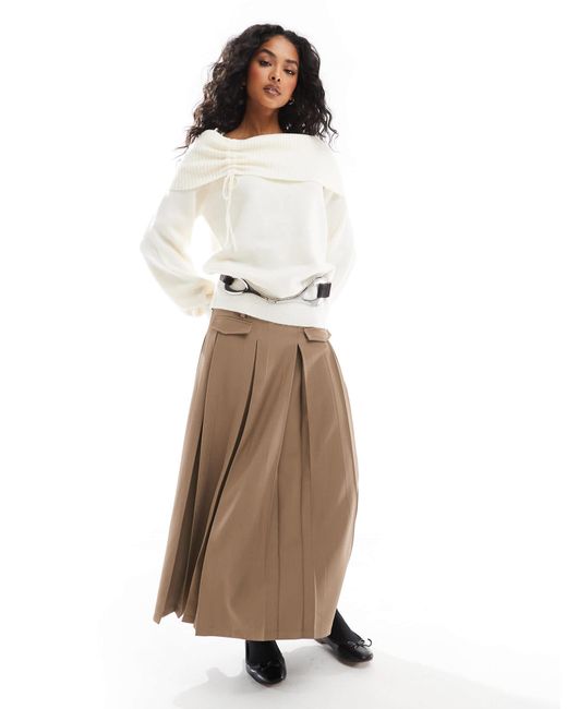 Pimkie White Knitted Bardot Ruched Detail Jumper