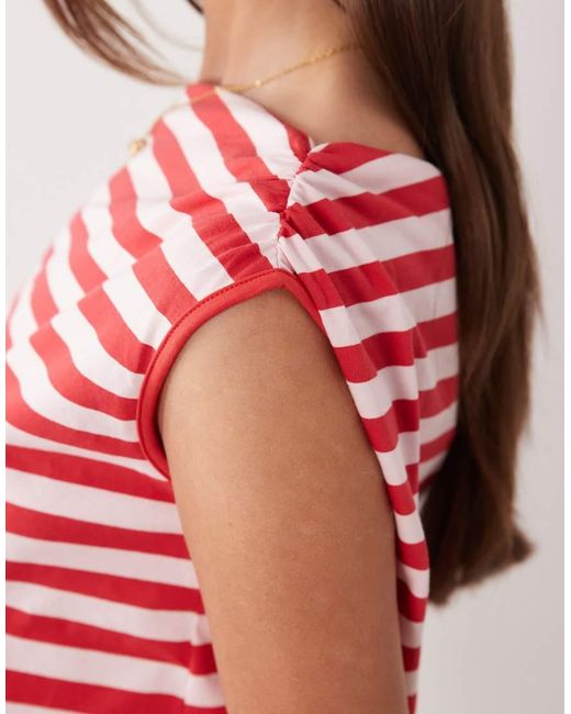 The Frolic Red Exclusive Fitted Skirt Asymmetric Shoulder Mini Dress