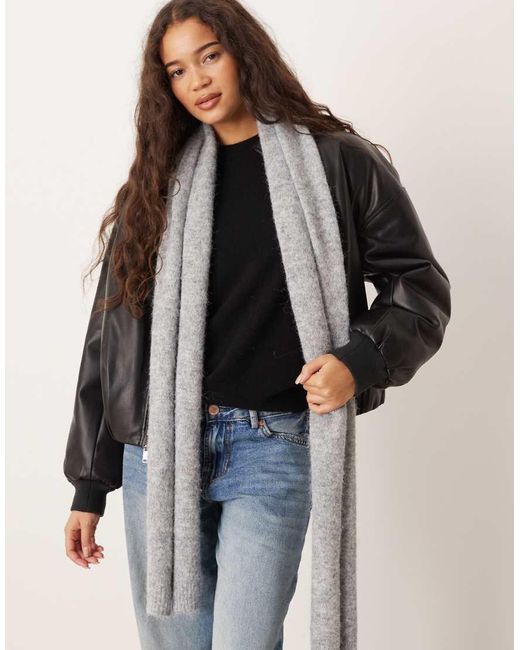 Mango Black Wool Mix Scarf