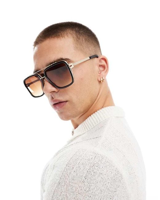 River Island Brow Bar Sunglasses in White for Men Lyst UK