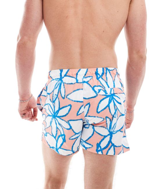 Bershka Blue Floral Printed Swimshort for men