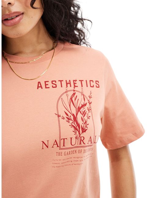 ONLY Multicolor 'aesthetics Naturale' Graphic Boxy Tee