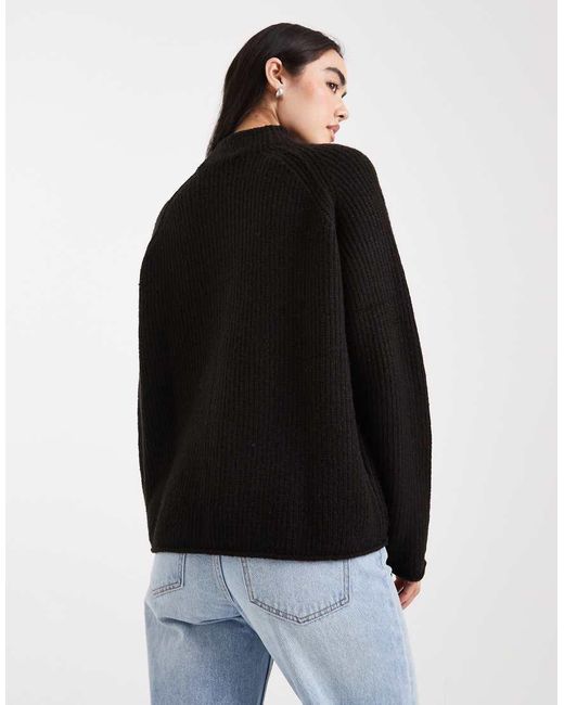 Miss Selfridge Black High Neck Oversized Jumper