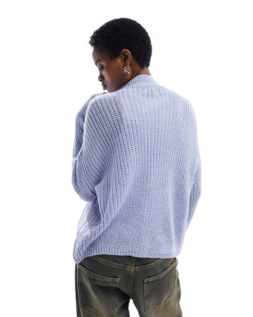 ONLY Blue Ribbed Knit Button Down Cardigan