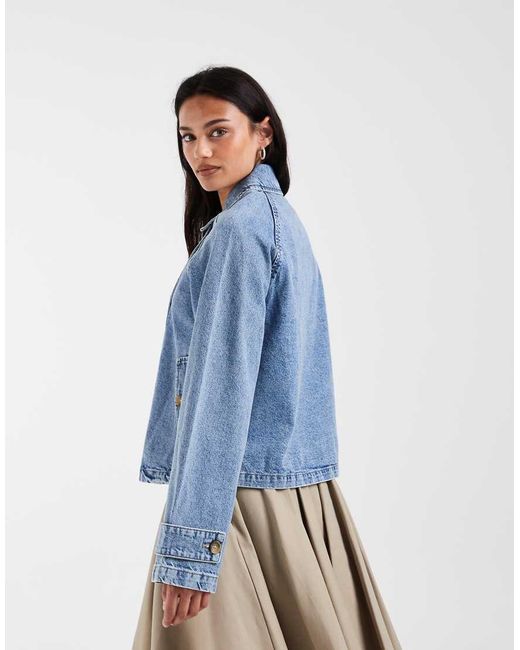 ONLY Blue Denim Short Trench Coat