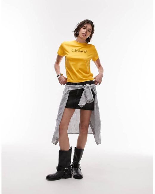 Carhartt T-Shirt Met Print Met Schakels Op De Achterkant in het Orange