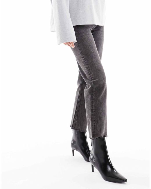London Rebel Black Ellie Kitten Heel Mid Ankle Boots