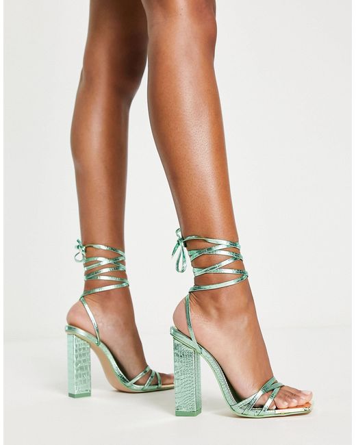 Public Desire Exclusive Amira Block Heel Sandals in White | Lyst