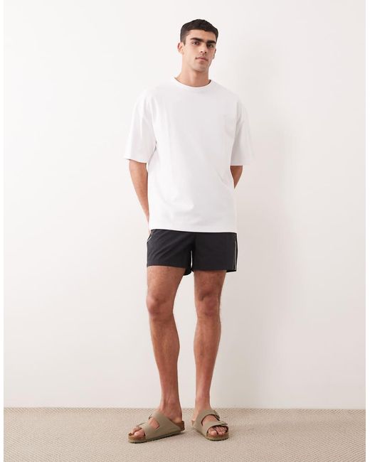ASOS White Wide Mid Length Elasticated Nylon Short With Piping Styling for men
