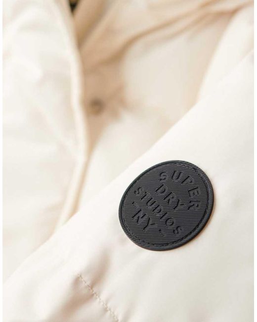 Superdry Black Hooded Longline Puffer Coat