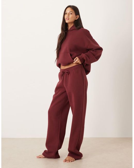 Gina Tricot Red Loose Fit Straight Leg Sweatpants