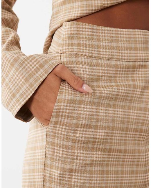 ASOS Natural Tailored Plaid Pants - Part Of A Set