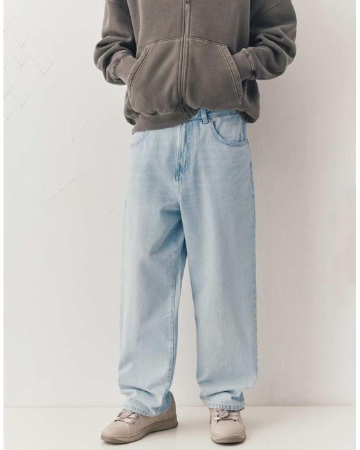 Pull&Bear Blue Relaxed Fit baggy Jeans for men