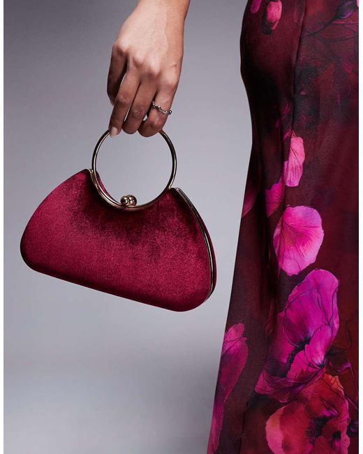 True Decadence Purple Velvet Clutch Bag With Detachable Crossbody Strap