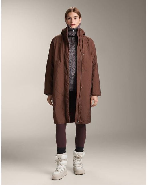 Oysho Brown Long Waterrepellent Fellex® Aerogel Padded Jacket