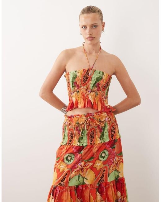 ASOS Multicolor Shirred Bandeau Top