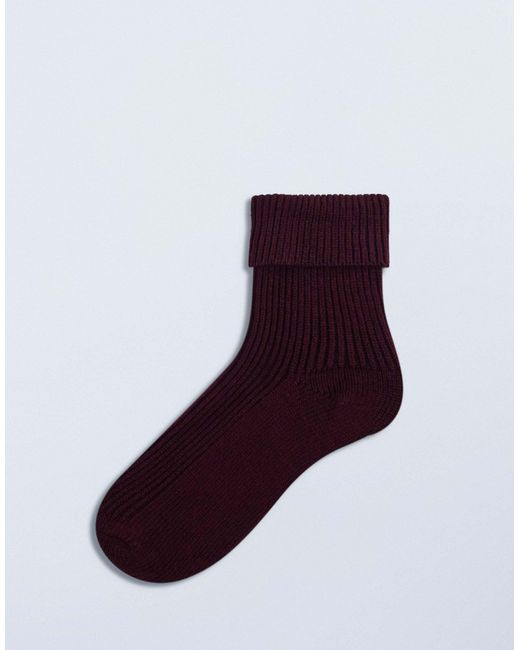 TOPSHOP Purple Tot Ribbed Cozy Boot Socks