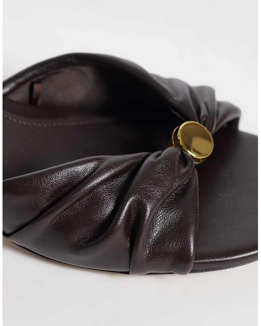 Mango Natural Heeled Mule With Ruched Detail