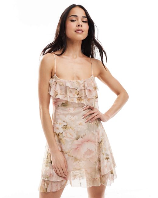 bershka pink dress Bershka milkmaid floral maxi dress in pink