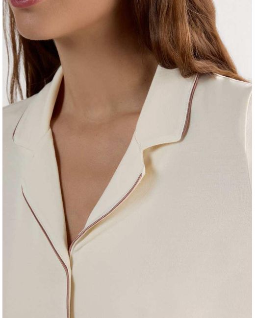 Intimissimi Natural Short-Sleeved Button-Down Modal Top