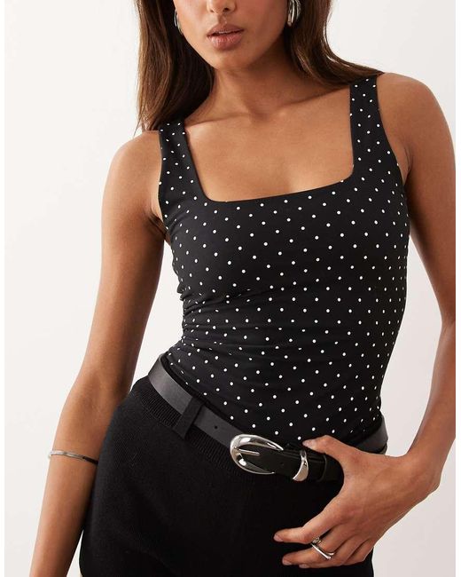 GOOD AMERICAN Black Sculpting Square Neck Bodysuit