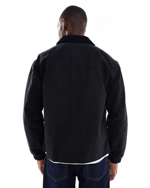Only & Sons Blue Oversized Heavyweight Barn Jacket Cord Collar for men
