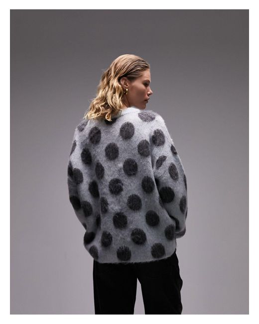 TOPSHOP Gray Spot Crewneck Sweater