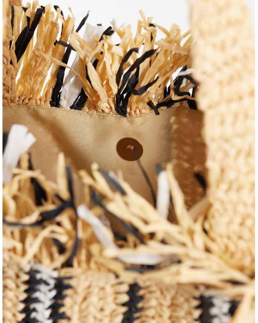 ASOS Metallic Stripe Fringe Edge Tote Bag