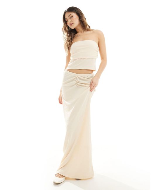 Falda larga color fruncida en la parte delantera ASOS de color White