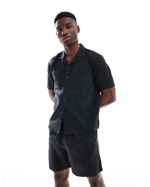 New Look – schlupf-shorts aus leinenmix in Black für Herren
