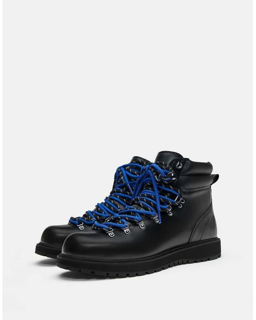Pull&Bear Blue Lace-Up Boots for men