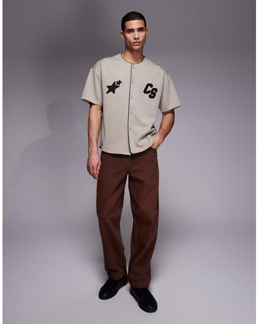 Courtside Recht Oversized Baseballshirt in het Gray voor heren